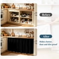 thumbnail image 4 of Black Cabinet Curtains 35"W x 35"L, Dustproof Sink Skirt Curtain for Kitchen Bathroom, Solid Color Farmhouse Black Adhesive Desk Skirt Privacy Short Curtains for Office Closet Vanity Shoe Rack, 4 of 8