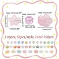 thumbnail image 2 of 150 Pcs Glass Flower Beads 3 Styles Colorful Crystal Clover Handmade Lampwork Beads Floral Leaves Spacer Loose Beads for Jewelry Necklace Bracelet Earring Making, 2 of 7