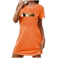 thumbnail image 4 of Sakmal Robe de Nuit Confortable pour Femmes Ultra-Douce Noël Orange Grande Taille Pyjama Robe de Nuit Manches Courtes Col Rond Imprimé Dindes P-2TG, 4 of 4