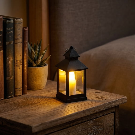 Mini Square LED Lantern Night Light, Flameless Candle Vintage Table Lamp for Indoor Wedding Holiday Home Decor