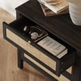 thumbnail image 4 of SICOTAS 26.78"W Black Nightstand 3 Drawer Dresser Set of 2, Boho Night Stands Large Nightstand with 3 Drawers, Rattan Beside Table 25.67" Tall End Table for Bedroom Enterway Living Room, 4 of 9