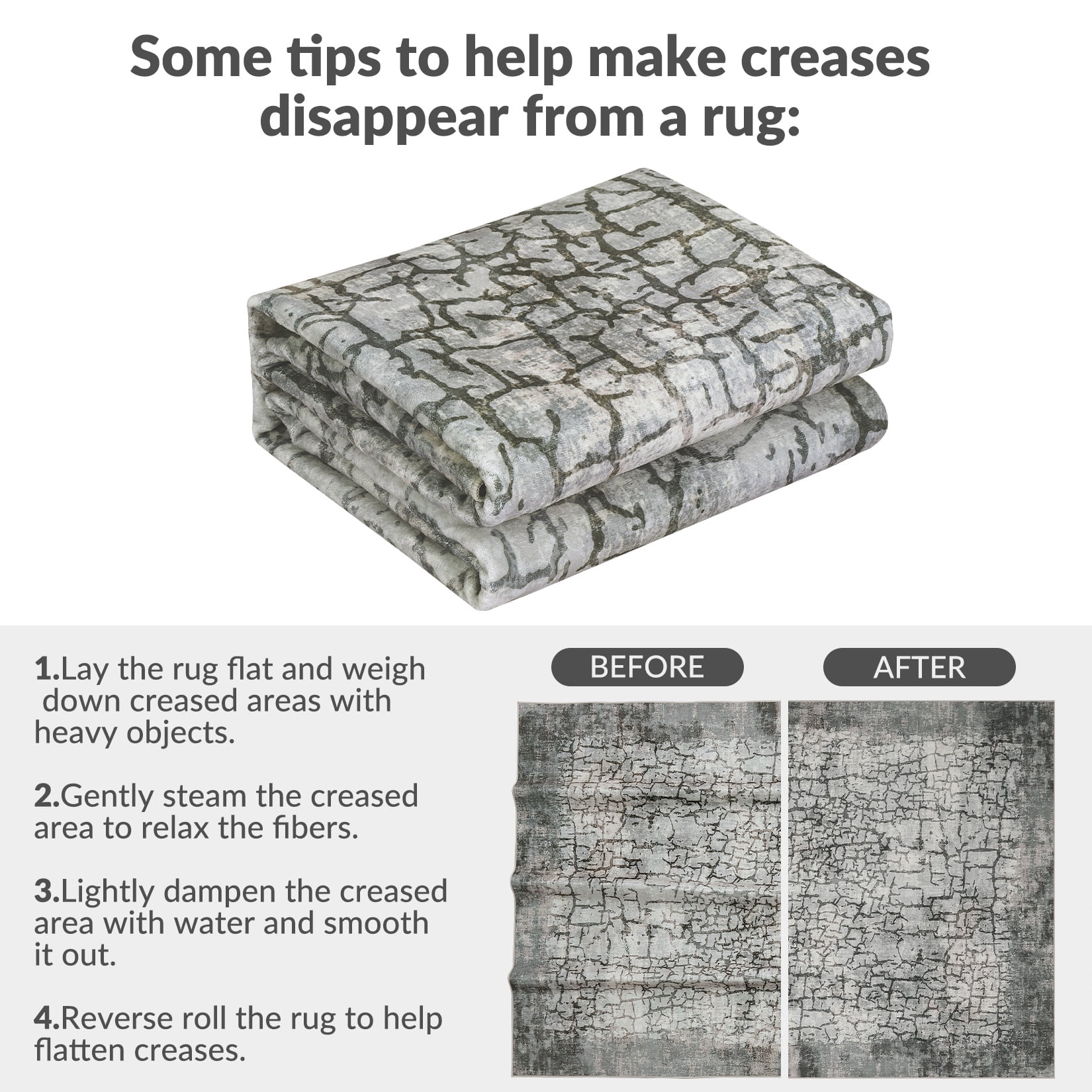 Hasoo 9' x 12' Area Rug for Living Room Abstract Non Slip Indoor Carpet, Gray