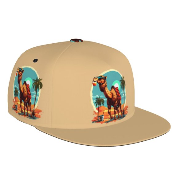Flat Bill Trucker Hats for Women Men - Cool Camel Oasis Vibes Adjustable Flat Baseball Cap Snapback Hats Dad Hats for Men