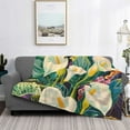 thumbnail image 2 of Fuzoiu Tropical Floral Jungle Print Flannel Blanket,Throw Blanket,Flannel Home Decor,Fleece Bed Blankets,Cozy Soft Blanket for Bed, Sofa, Camping, and Travel-50"x40", 2 of 6
