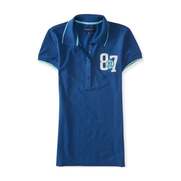 Aeropostale NY 87 Polo para mujer, azul, pequeño Aeropostale Polo