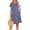 Dusty Blue, variant on Women's Flounce Sleeve Round Neck Dress with Pockets Mini Length Short Sleeves 65% polyester 30% viscose 5% elastane