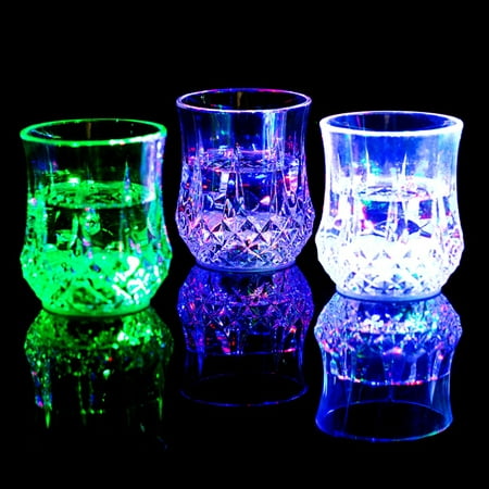 Hallowmas Party Colorful Flashing LED Bar Glasses Funny,iClover [3 PCS] Water Activated Light Up Shot Glasses Blinking Beer Wine Whisky Glow Glasses Mugs for Bar Club Mother's