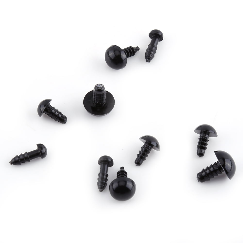 Ccdes 100Pcs Doll Eyes, Black Plastic Toy Eyes for Puppets Dolls Crafts 6-12MM with Gasket, Craft Eyes