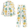 thumbnail image 5 of Garronmavis Hawaii Pineapple Womens Pajama Sets 2 Piece Pjs Long-Sleeved Button Down Sleepwear Cozy Lightweight Winter Nightwear Lounge Outfit, 5 of 7