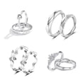 thumbnail image 3 of Women Adjustable Open Ring Heart Bow Wave Design Copper Electroplated Micro Zircon Inlaid Anniversary Couple Ring, 3 of 6