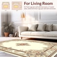 thumbnail image 2 of ODIKA 5'x7' Machine Washable Non-Slip Area Rug, Classic Damask Motif Round with Interlaced Vines and Scrollwork Medallion High Traffic Rug, Beige, 151873, 2 of 7