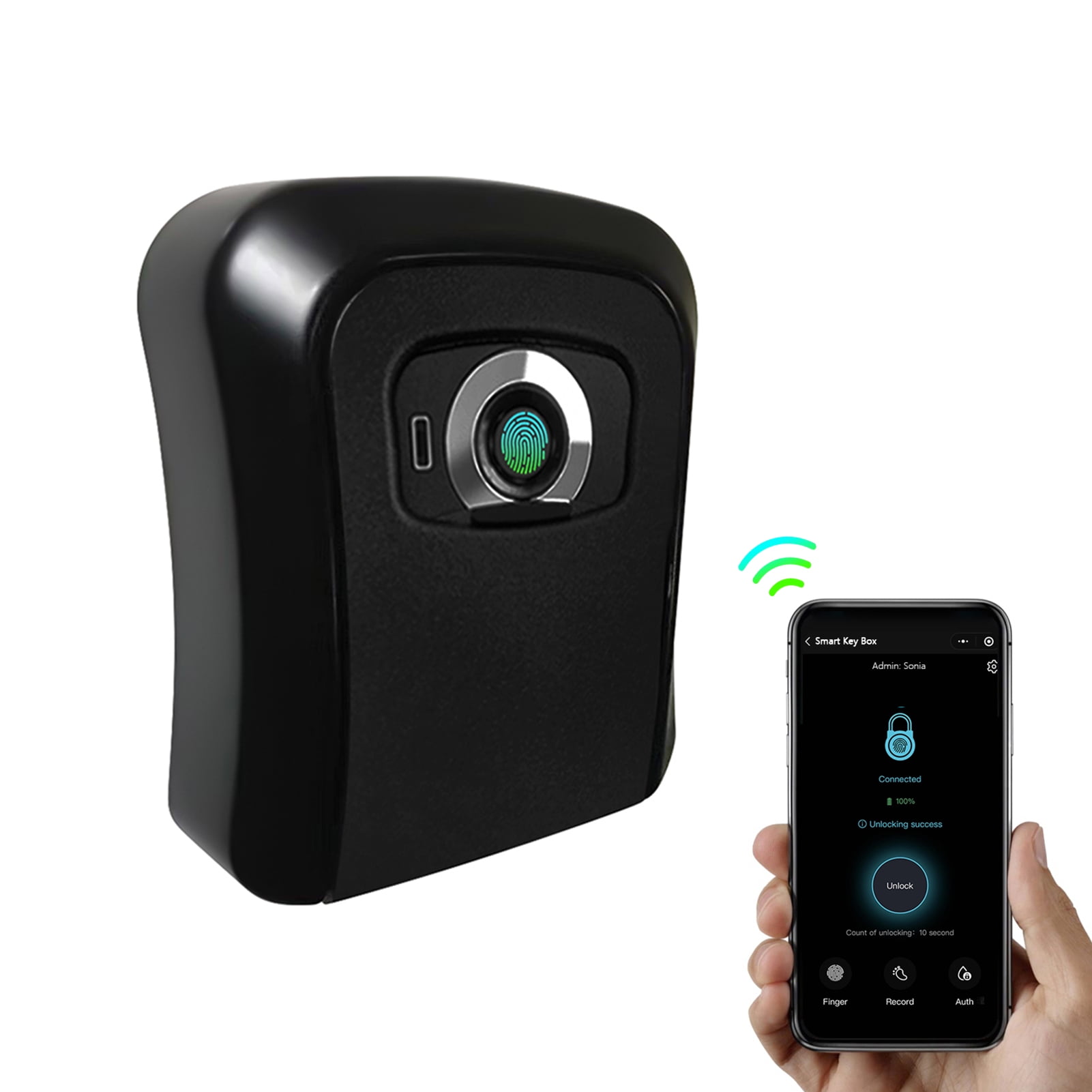 Smart Key Storage Box with Fingerprint & App Unlocking 100 Fingerprints
