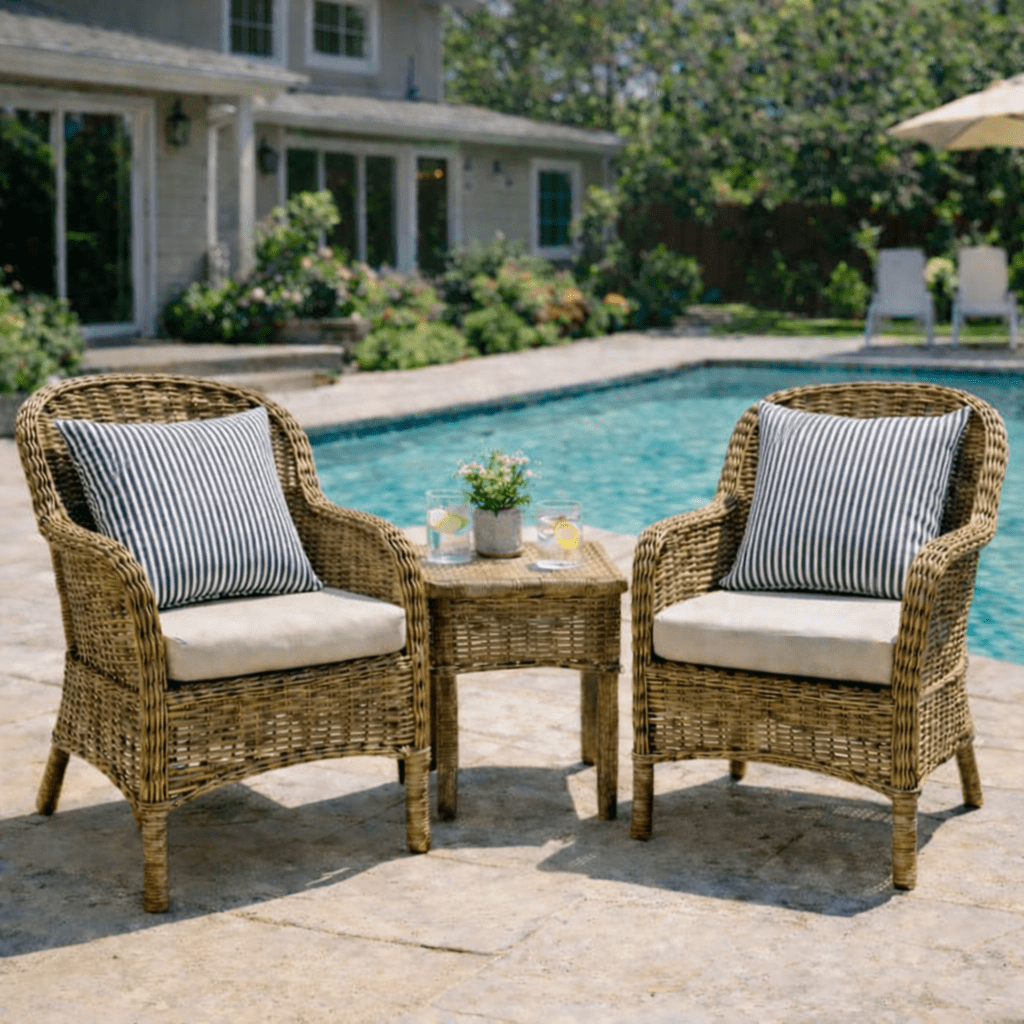 2 Pack Outdoor Throw Pillows, Waterproof & Fade-Resistant Patio Cushions, 18x18 Inch Decorative Outdoor Pillows for Garden, Porch, Balcony & Poolside Furniture