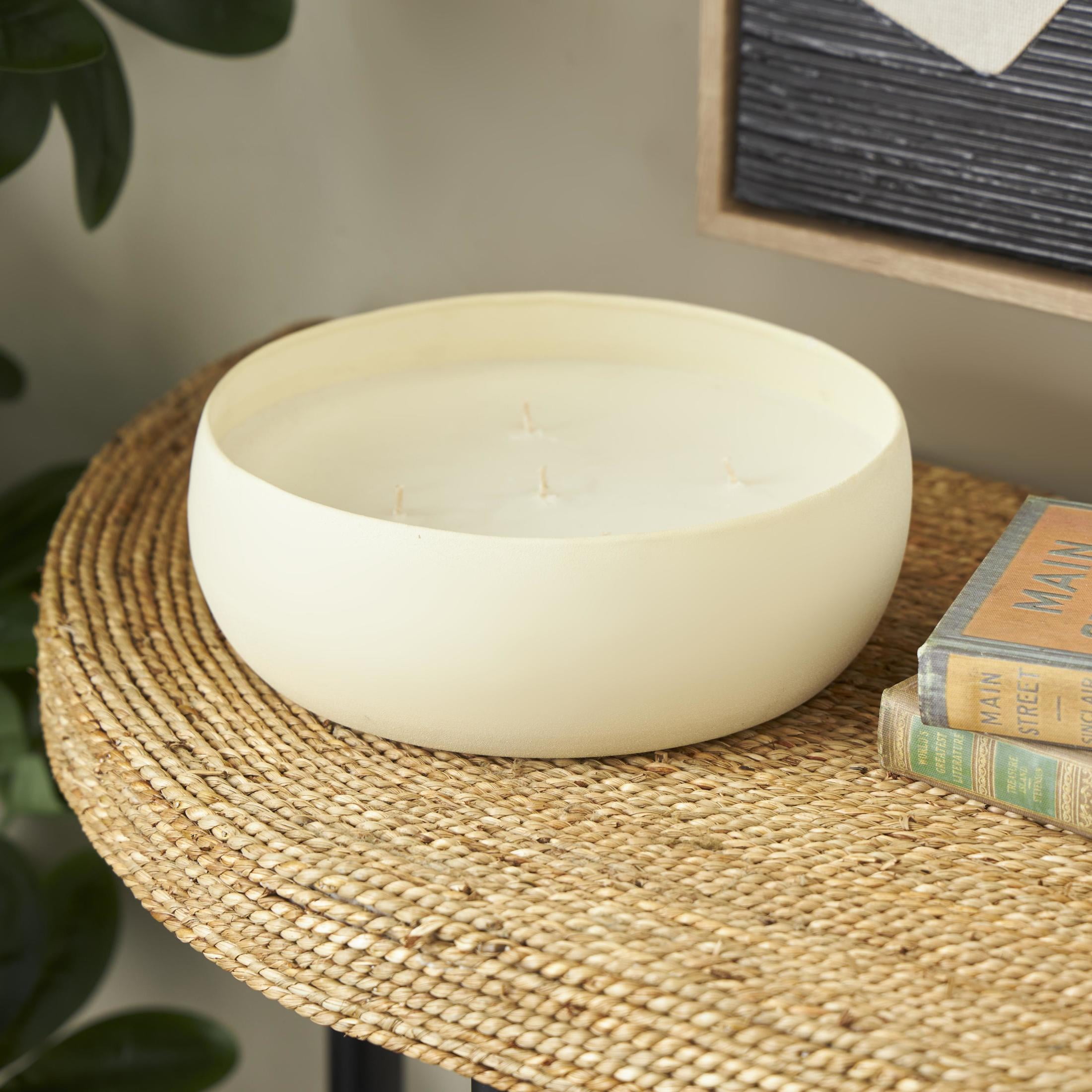 DecMode Cream Metal Tropical Fruit Medley Scented Textured 63oz 5 Wick Candle with White Wax