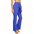 thumbnail image 5 of Flared Culottes Pants For Women Wrap Tie Front Elastic Waist Bootcut Trouser Summer Casual Yoga Workout Running Bell Bottoms, 5 of 7