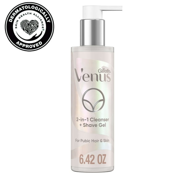 Gillette Venus for Pubic Hair and Skin, 2-in-1 Cleanser   Shave Gel, 6.4 oz