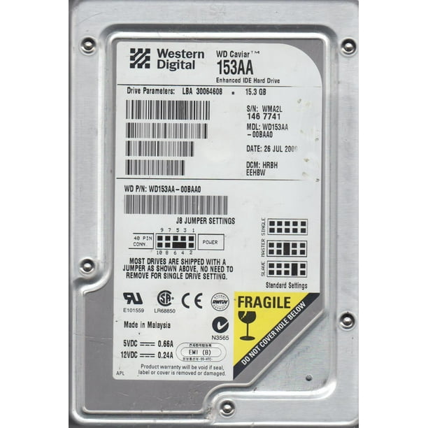 Wd153aa 00baa0 Dcm Hrbheehbw Western Digital 15 3gb Ide 3 5 Hard Drive Walmart Com Walmart Com