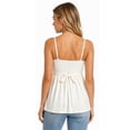 thumbnail image 5 of JSheng Women's Spaghetti Strap Babydoll Top V Neck Sleeveless Cami with Lace Trim and Tie Front Women Summer Tank Tops Z-White M, 5 of 5