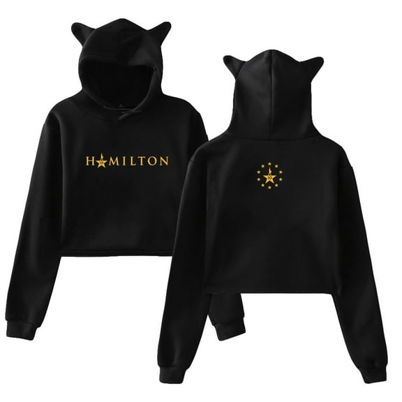 Hamilton 10 Years Merch Hoodie Cat Ears Hooded Sweatshirt Long Sleeve Crop Top Women's Clothes
