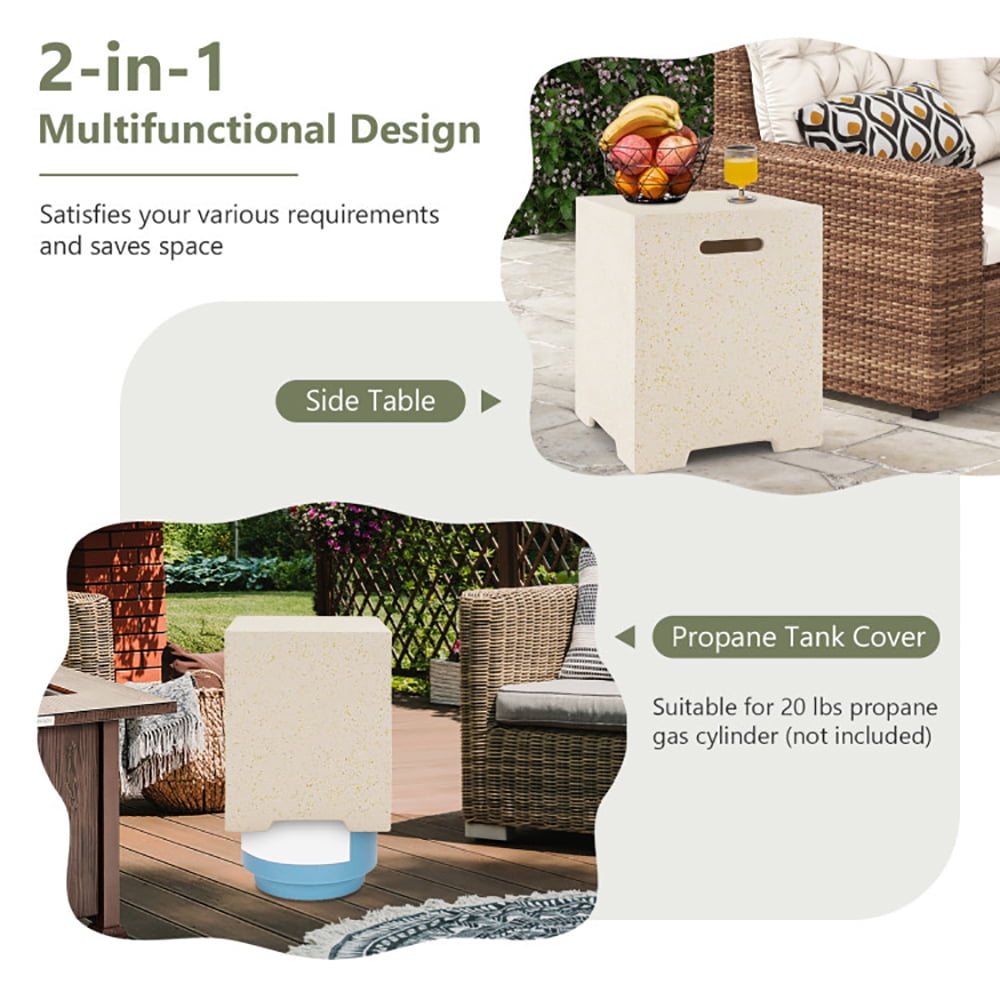 YYAo Fire Pit Table, Fire Bowl Table,2-in-1 Gas Tank Holder Side Table with Protective Cover