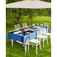 thumbnail image 4 of nqOlkjepod Black Blue Geometric Outdoor Tablecloth with Umbrella Hole & Zipper, Blue White Abstract Art Modern Rectangle Table Cover 60x120 Inch, Dining Waterproof Table Cloth Protector for Patio, 4 of 7