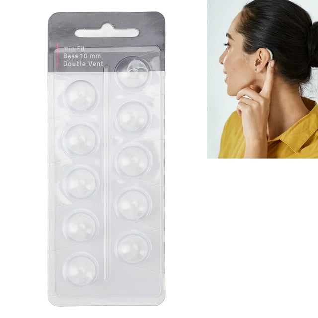 10pcs Domes,Double Vent Bass Dome Accessory Single Layer Double Vent Silicone Replacement Domes for MiniFit Transparent Ear Tips Replacement Resound