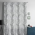 thumbnail image 5 of Black Grey Semi Sheer Curtains Drapes for Living Room, Bedroom, French Doors Window 63 Inches Long, Pastoral Botanical Branch Aesthetics Rod Pocket Chiffon Curtain Drapery Voile Draperies Panel, 5 of 6