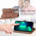 thumbnail image 3 of Decase For Apple iPhone 12 Pro Max Wallet Case Leather with Card Holder Zipper Purse Kickstand Protective Back Cover With Wrist Strap,Brown, 3 of 6