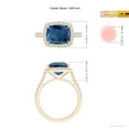 thumbnail image 5 of ANGARA Natural East-West Cushion 3.2 ct London Blue Topaz Cocktail Halo Ring in 14K Yellow Gold for Women (Size-10x8mm) | November Birthstone Jewelry for Women | London Blue Topaz Ring (Ring Size- 11), 5 of 10
