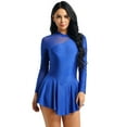 thumbnail image 2 of Aiihoo Women's Lyrical Ice Figure Ice Skating Dress Turtleneck Long Sleeve Ballet Dance Leotard Dress Royal Blue Large, 2 of 7