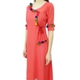 thumbnail image 2 of Phagun Angrakha Style Rayon Womens Tunic Kurta Pom-Pom Designer Kurti Top Indian Clothing, 2 of 3