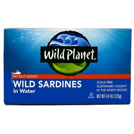 (2 Pack) Wild Planet Wild Sardines No Salt in Water, 4.4
