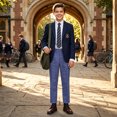 thumbnail image 3 of Ticikt Kids Formal Suit Pants, Straight Leg Uniform Trousers for Students Stage Show & Daily School Wear,Blue, 3 of 4