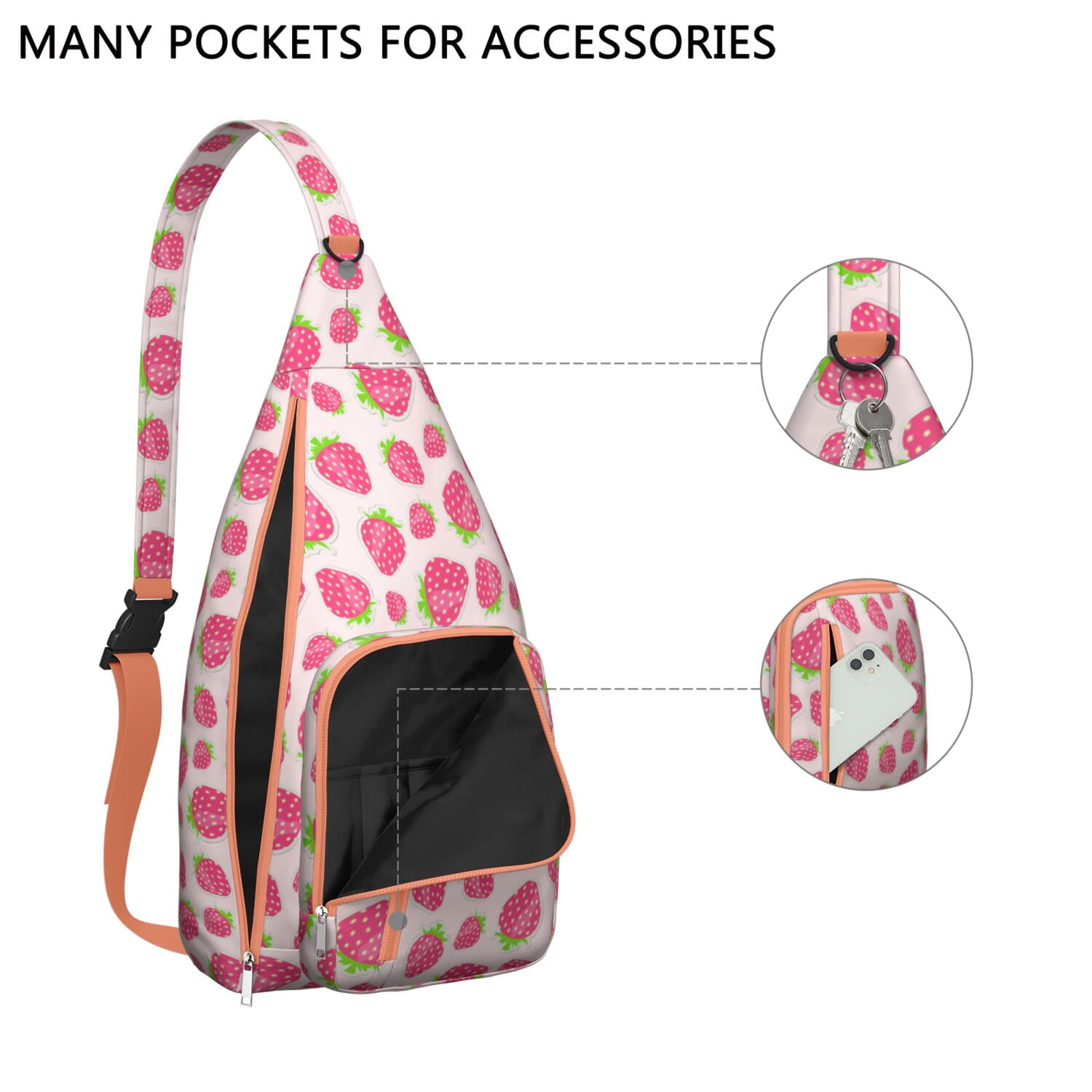 Fruity Strawberry Lover Fanny Pack – Water-resistant & Compact, Cute Berry Print, Perfect for Concerts, Travel & Outings