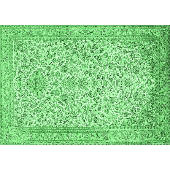 Ahgly Company Indoor Rectangle Persian Emerald Green Traditional Area Rugs, 5' x 7'