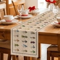 thumbnail image 5 of Ocean Fishhooks Table Runner 72 Inches, Vintage Coastal Fishing Pattern Brown Bed Runner Dresser Scarves Tabletop for Indoor Outdoor Parties/Ceremony/Banquet, 18" x 72", 5 of 8