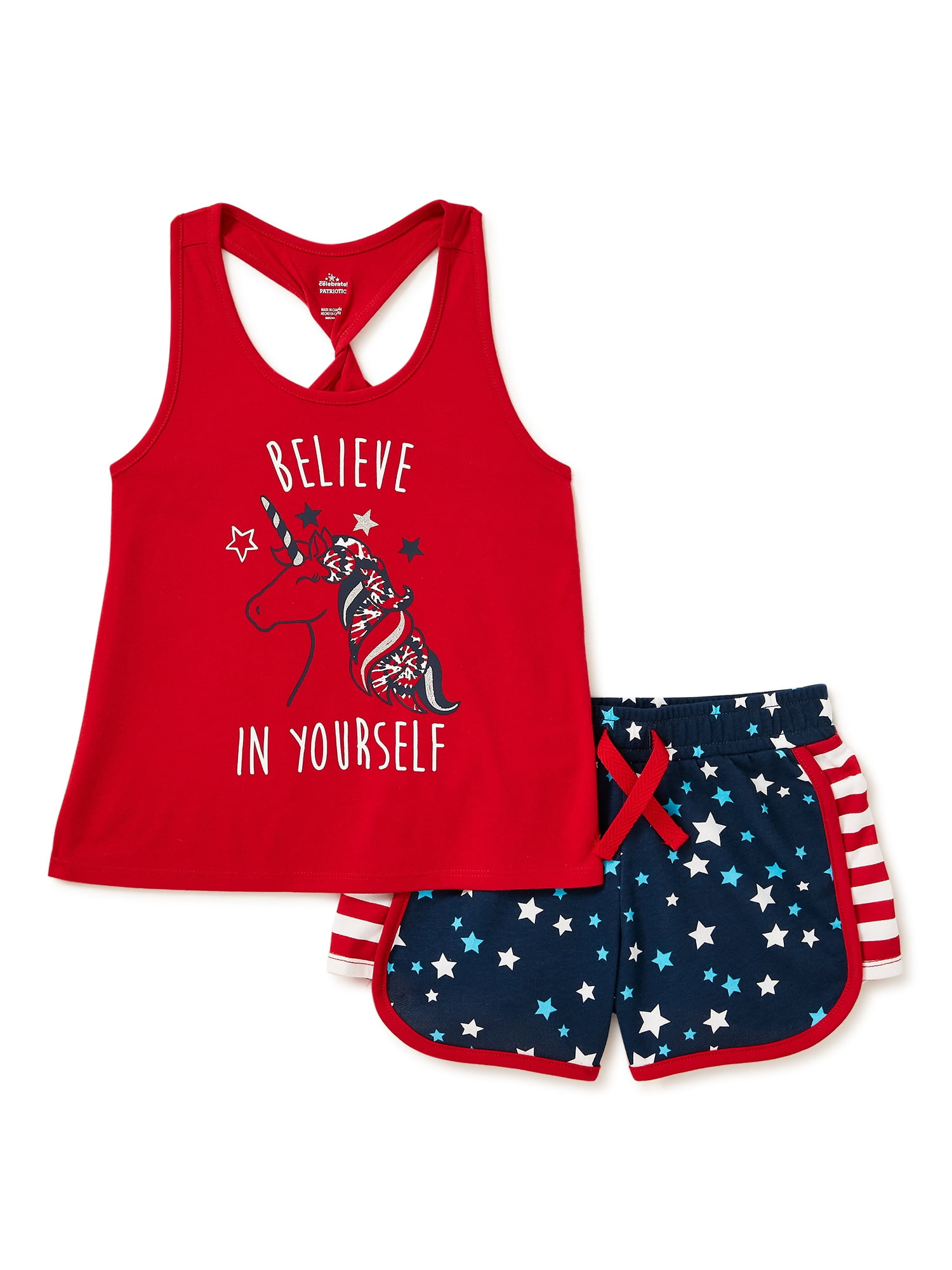 Girls Patriotic 4Th Of July Tank Top And Short, 2-Piece Outfit Set, Sizes  4-18 - Walmart.com