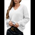 thumbnail image 1 of Suéter de Larga con Cuello en V para Mujer, Suéter Holgado de Punto Grueso de Gran Tamaño. L, 1 of 8