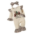 thumbnail image 4 of Autumn Christmas Infant Baby Girls Boys Leopard Print Clothes Set 3M 6M 9M 12M 18M Long Flared Sleeve Jumpsuit+ Headband Xmas Suit, 4 of 10