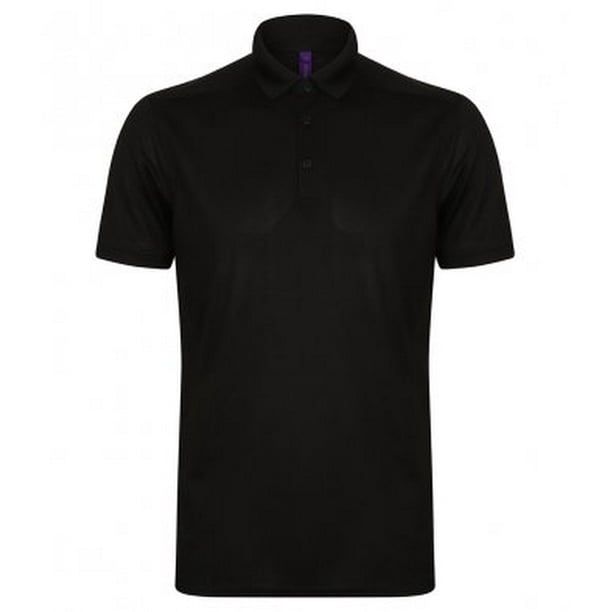 Henbury - Polo elástico de microfibra piqué para hombre (Negro)