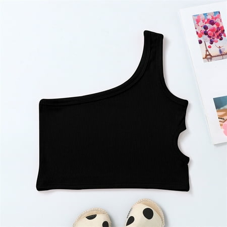 

Hunpta Toddler Kids Girls Dance Tank Top One Shoulder Racerback Crop Tank Top Sleeveless Dance Top For Ballet Gymnastics Dancewear