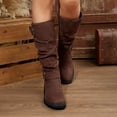 thumbnail image 2 of Abomasnow Women's Flock Slouch Mid Calf Boots with Double Buckle Side Zipper and Block Heel for Retro Casual Wear, 2 of 8