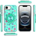 thumbnail image 5 of XPM for Apple iPhone 15 Pro Max Phone Case, Pattern Design Hybrid with Invisible Ring Stand & Magnetic Back, Shockproof Protective Grip Cover for iPhone 15 Pro Max (Flower Bee Teal), 5 of 8