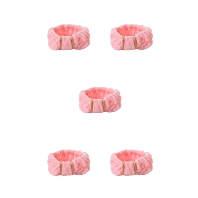 Sonducket Bandas para el cabello Banda elástica para el sudor de cara Diadema de vellón de coral Artículos para el hogar para maquillaje de spa Rosa claro 5piezas Sonducket CBP256667