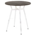 thumbnail image 3 of Espresso Bamboo Round Dining Table with Industrial Metal Legs, Vintage White Finish, 3 of 5