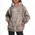 thumbnail image 3 of Sudadera con capucha deportiva de gran tamaño con estampado de hojas de arce y bolsillos para mujer nueva de otoño, 3 of 5