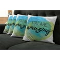 thumbnail image 5 of Ambesonne Saying Throw Pillow Cover 4 Pack, Inspiratonal Watercolor, 18", Sky Blue Green, 5 of 5