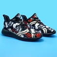 thumbnail image 5 of Men's Skull & Rose Graphic Sneakers – Lightweight Breathable Casual Running Shoes, Flexible Lace-Up Athletic Footwear for Outdoor Walking and Everyday Wear, 5 of 9