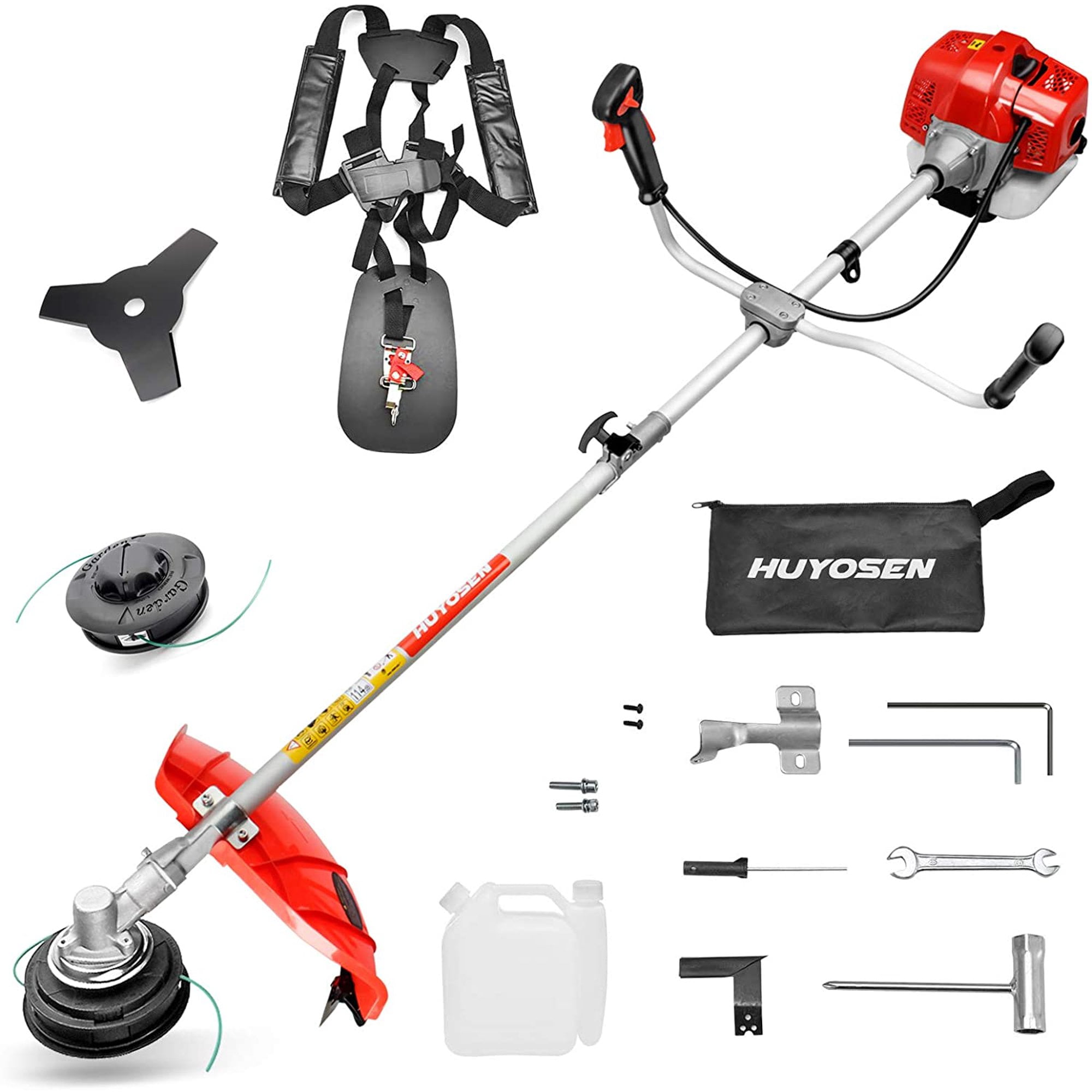 HUYOSEN 51.7CC Grass String Trimmers Gas Straight Shaft Brush Cutter Gasoline Powered Grass Weed Trimmer Straight Shaft Gas Weeder Eater Cutter
