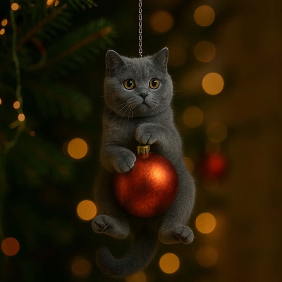 3PCS Set Of Christmas Tree Cat Ornament 2d Home Office Animals mini christmas ornaments